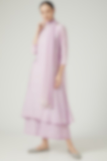 Mauve Hand Embroidered Kurta Set by KANJ By Aruna & Priyanka at Pernia's Pop Up Shop