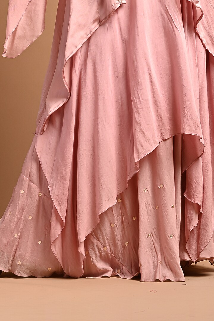 Pink Cotton Silk Jacket Lehenga Set by KANIKA MITTAL at Pernia's Pop Up Shop