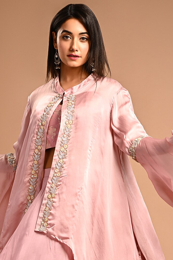 Pink Cotton Silk Jacket Lehenga Set by KANIKA MITTAL at Pernia's Pop Up Shop