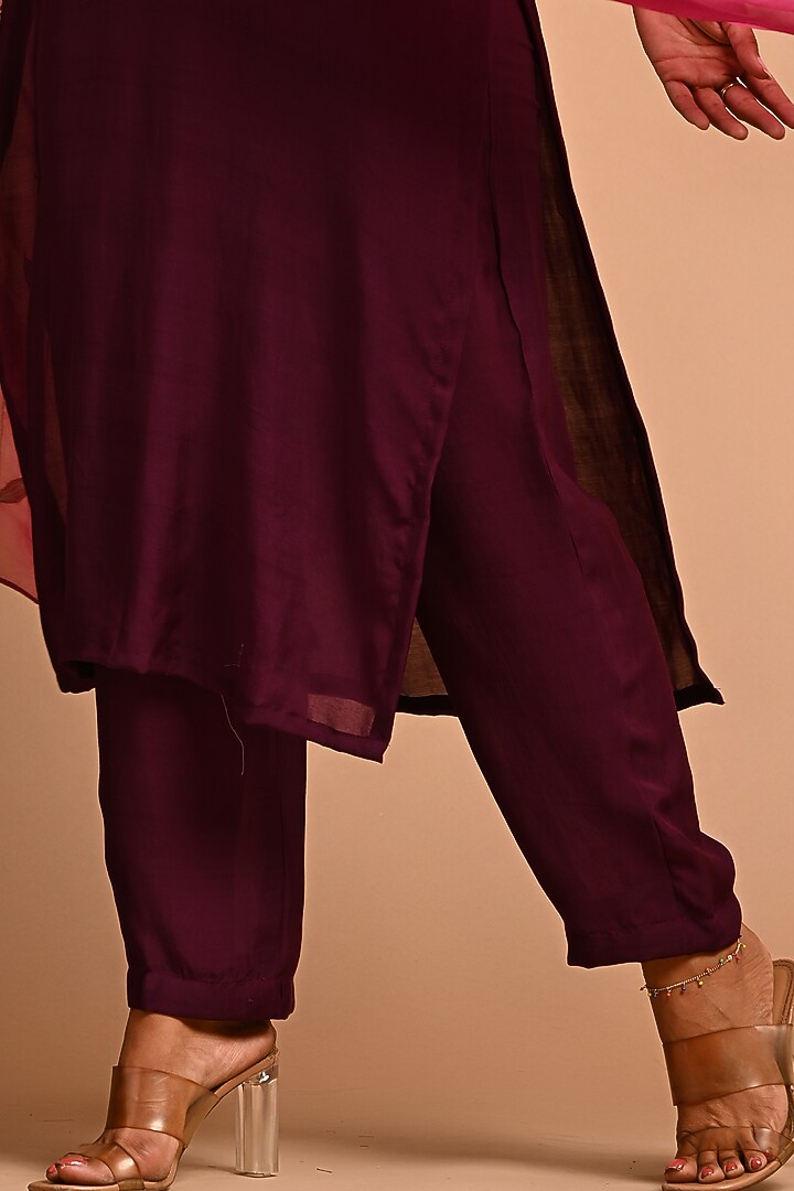 Wine Cotton Silk Kurta Set by KANIKA MITTAL at Pernia's Pop Up Shop