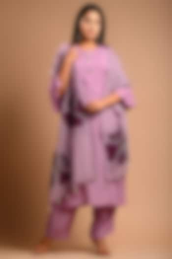 Purple Cotton Silk Kurta Set by KANIKA MITTAL