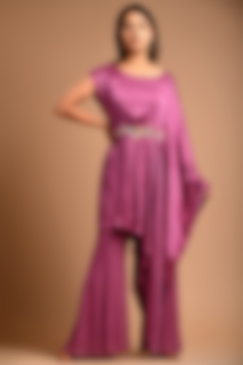 Violet Georgette Pant Set by KANIKA MITTAL at Pernia's Pop Up Shop