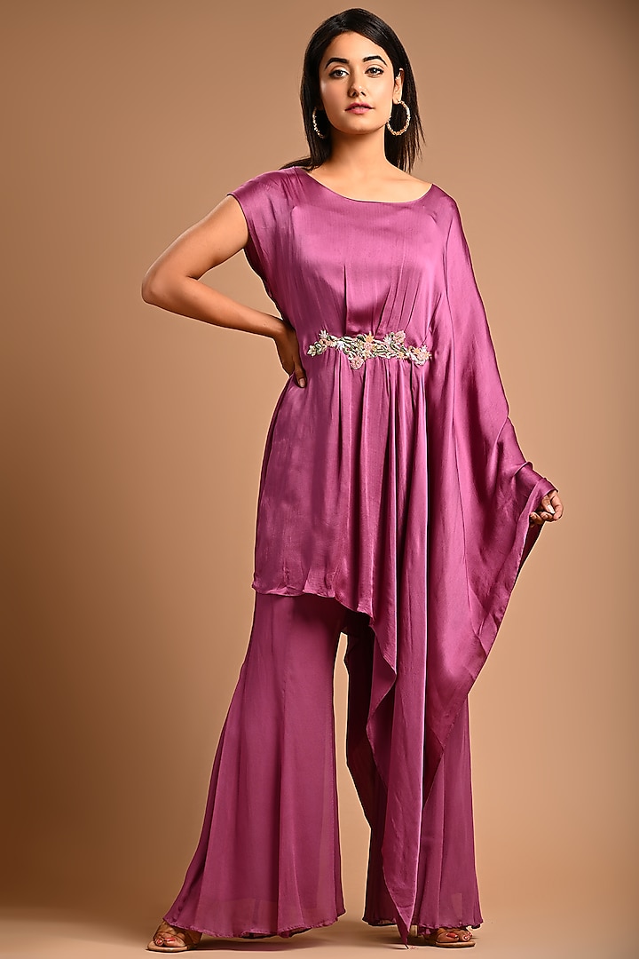 Violet Georgette Pant Set by KANIKA MITTAL at Pernia's Pop Up Shop