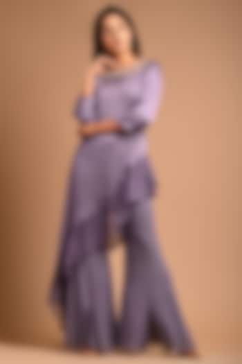 Purple Georgette Pant Set by KANIKA MITTAL