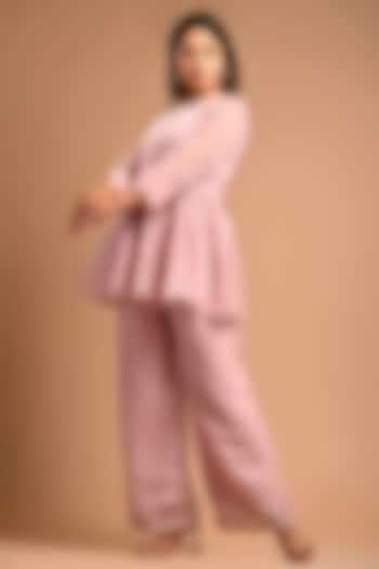 Rose Pink Embellished Pant Set by KANIKA MITTAL