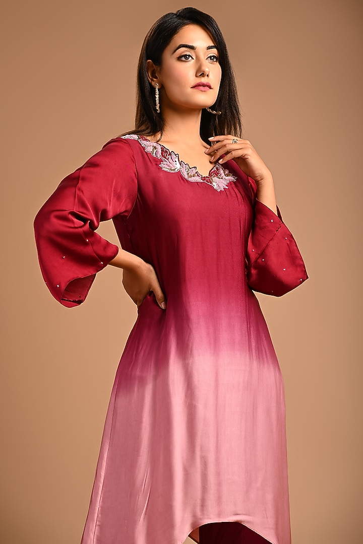 Magenta Organza Pant Set by KANIKA MITTAL at Pernia's Pop Up Shop