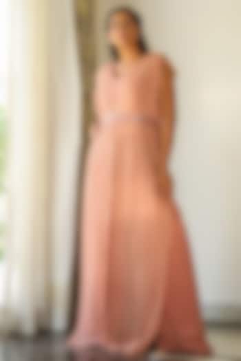 Pink & Peach Georgette Layered Jumpsuit by KANIKA MITTAL