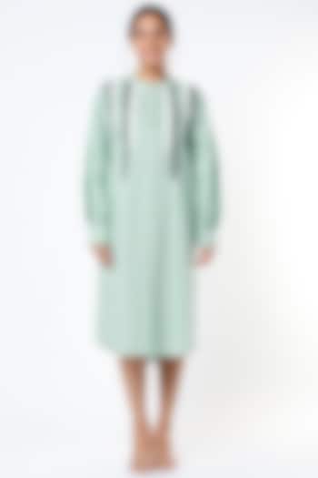 Cyan Green Embellished Vacation Shirt Dress by Kanika Goyal at Pernia's Pop Up Shop