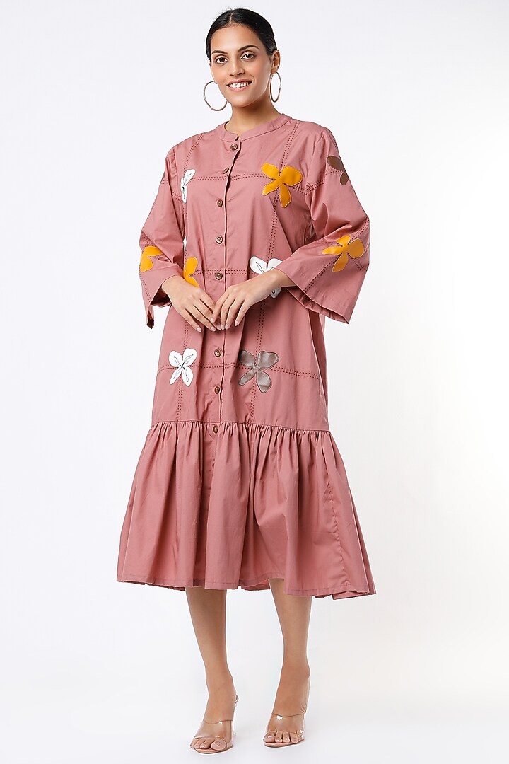 Blush Pink Cotton Vacation Dress by Kanika Goyal at Pernia's Pop Up Shop