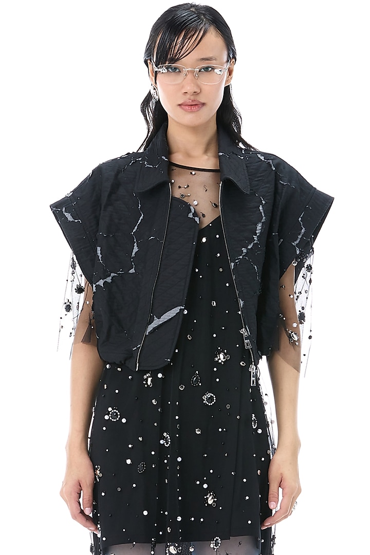 Black Polyester Embellished Mini Cocktail Dress by Kanika Goyal at Pernia's Pop Up Shop