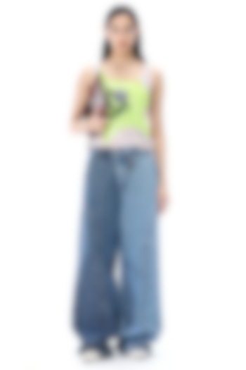 Neon Colored Polyester Sequins Embellished Tank Top by Kanika Goyal at Pernia's Pop Up Shop