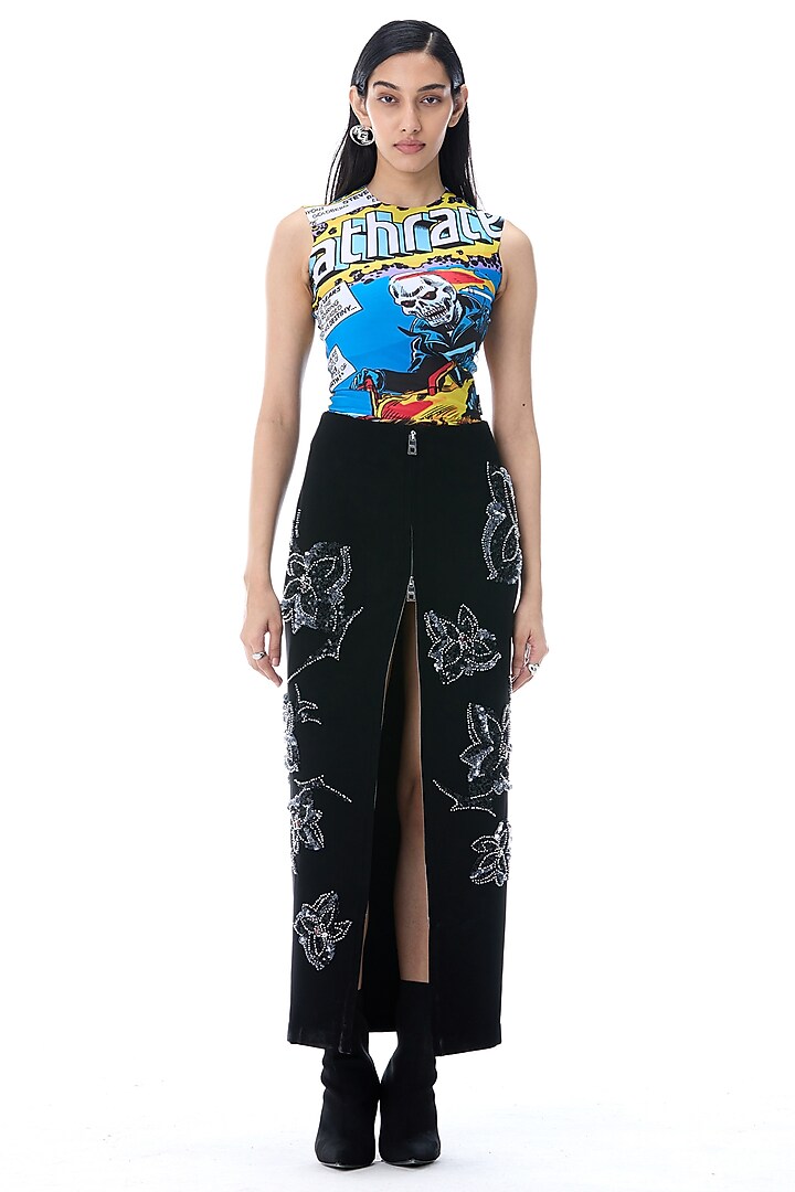 Multi-Colored Poly Elastane Engineered Printed Top by Kanika Goyal at Pernia's Pop Up Shop