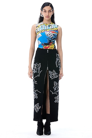 Multi-Colored Poly Elastane Engineered Printed Top by Kanika Goyal