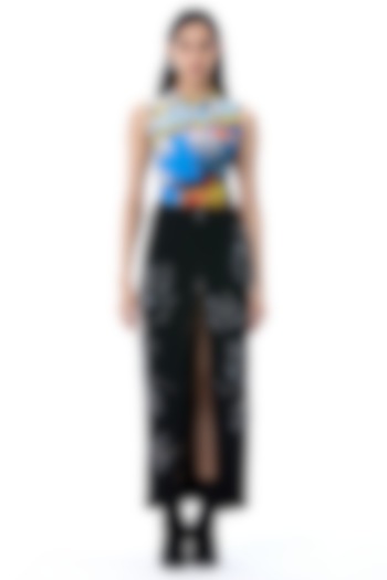 Black Polyester Embellished Skirt by Kanika Goyal at Pernia's Pop Up Shop