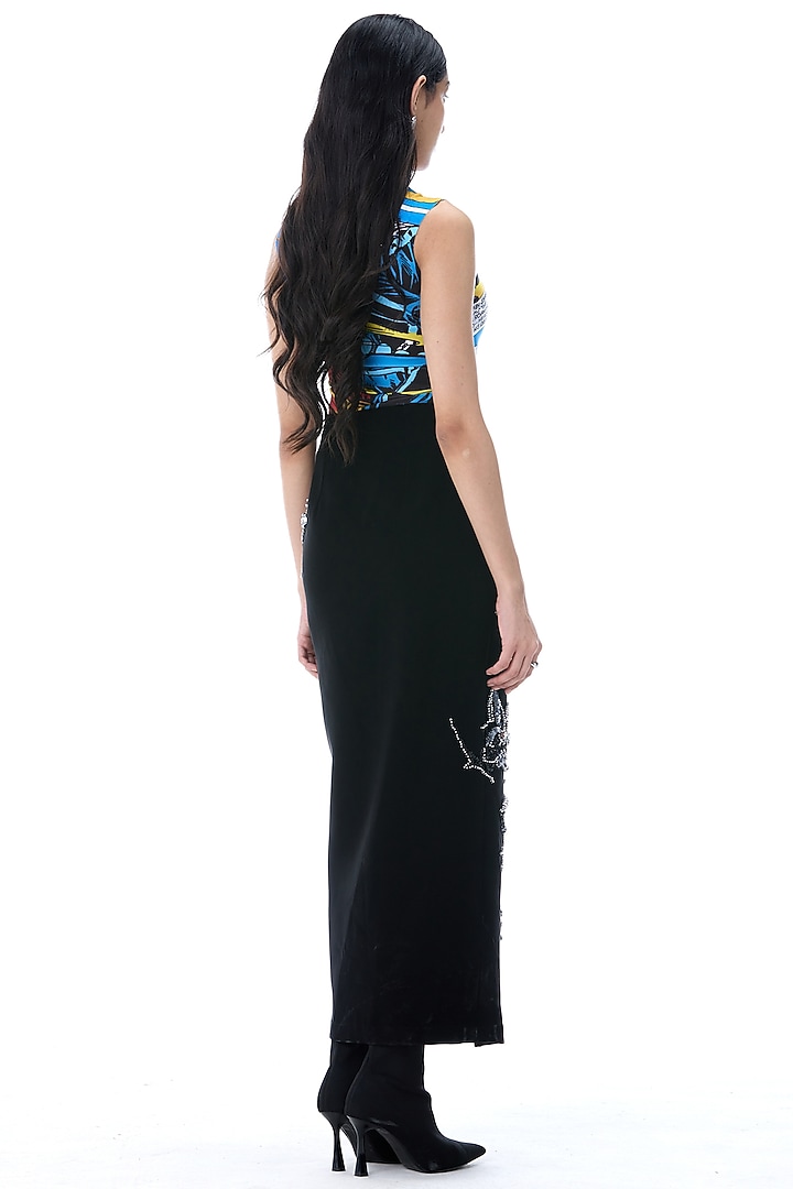 Black Polyester Embellished Skirt by Kanika Goyal at Pernia's Pop Up Shop