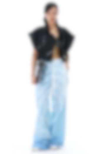 Black Cotton Crop Gilet by Kanika Goyal at Pernia's Pop Up Shop