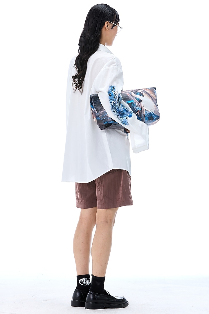 White Cotton Embellished & Printed Shirt by Kanika Goyal at Pernia's Pop Up Shop