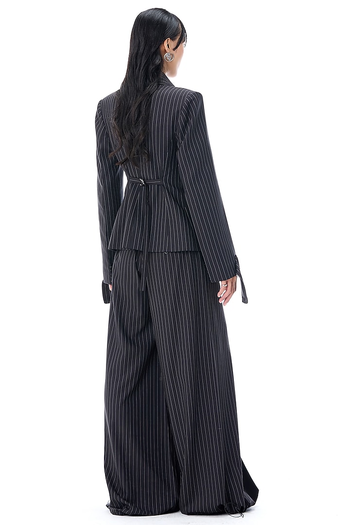 Black Polyester Blazer by Kanika Goyal at Pernia's Pop Up Shop