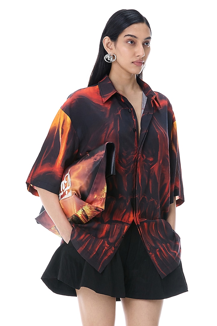 Black Polyester Wide-Legged Shorts by Kanika Goyal at Pernia's Pop Up Shop