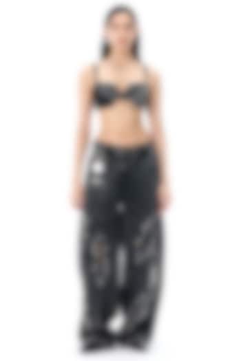 Black Cotton Denim Bralette by Kanika Goyal at Pernia's Pop Up Shop