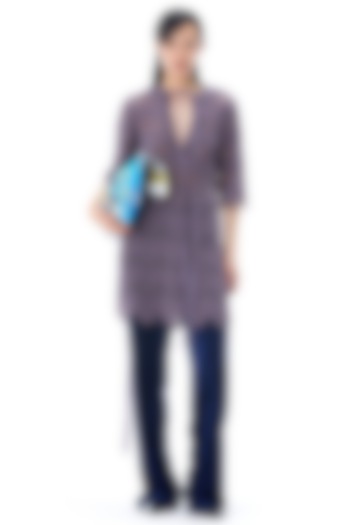 Purple Lace & Polyester Blend Mini Vacation Dress by Kanika Goyal at Pernia's Pop Up Shop