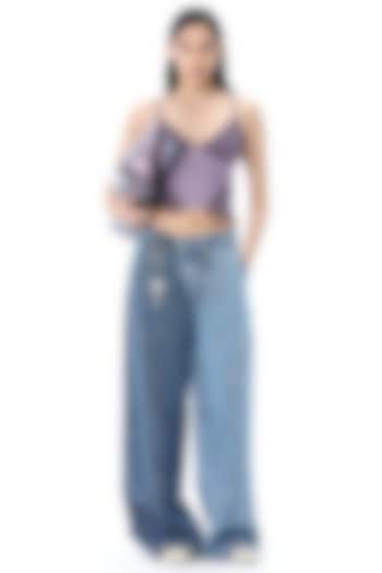 Two-Toned Denim Blue Cotton Pants by Kanika Goyal at Pernia's Pop Up Shop