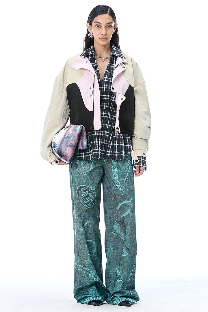 Multi-Colored Polyester Color Blocked Jacket by Kanika Goyal at Pernia's Pop Up Shop