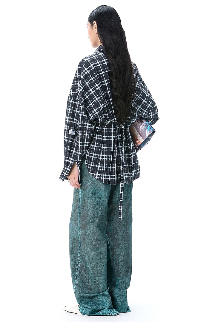Blue Cotton Laser Printed Pants by Kanika Goyal at Pernia's Pop Up Shop