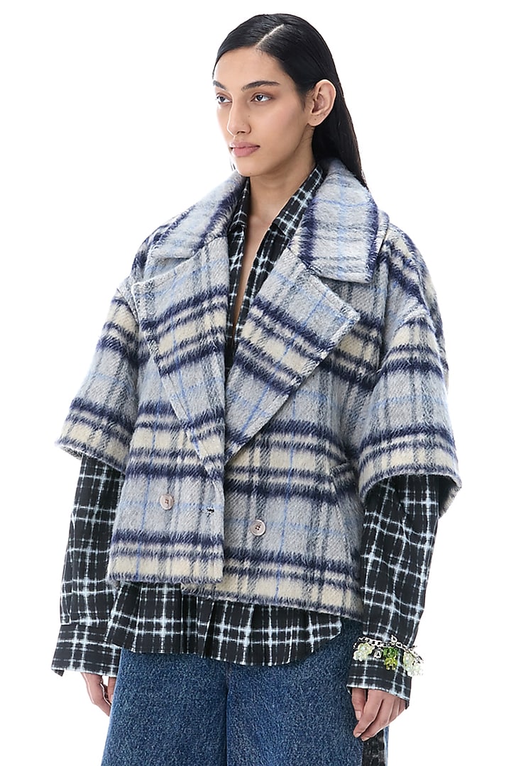 Multi-Colored Acrylic & Wool Crop Blazer by Kanika Goyal at Pernia's Pop Up Shop