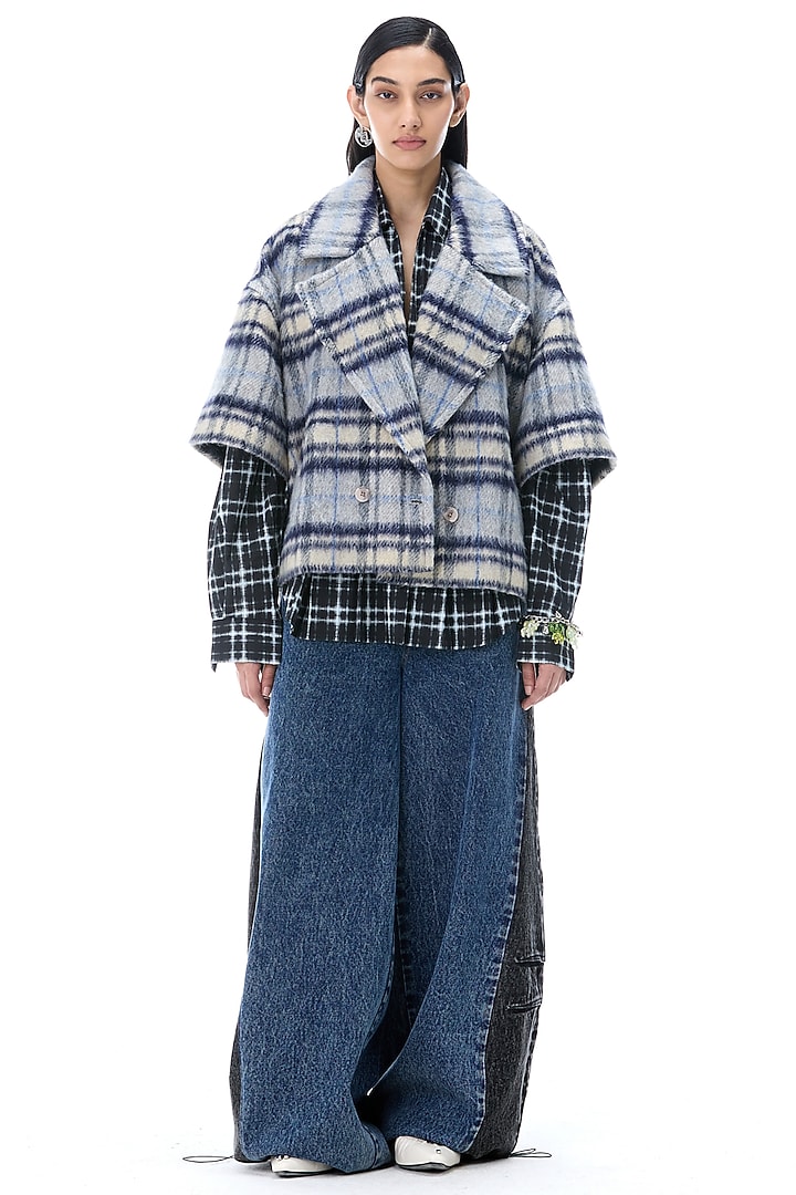 Multi-Colored Acrylic & Wool Crop Blazer by Kanika Goyal at Pernia's Pop Up Shop