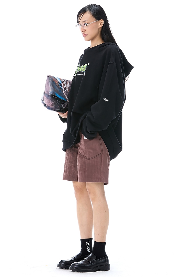 Brown Polyester Shorts by Kanika Goyal at Pernia's Pop Up Shop