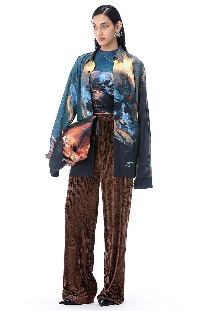 Multi-Colored Cotton Engineered Printed Shirt by Kanika Goyal at Pernia's Pop Up Shop