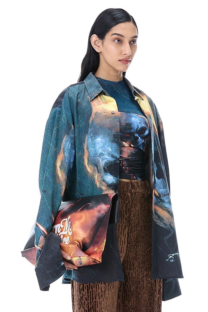 Multi-Colored Cotton Engineered Printed Shirt by Kanika Goyal at Pernia's Pop Up Shop