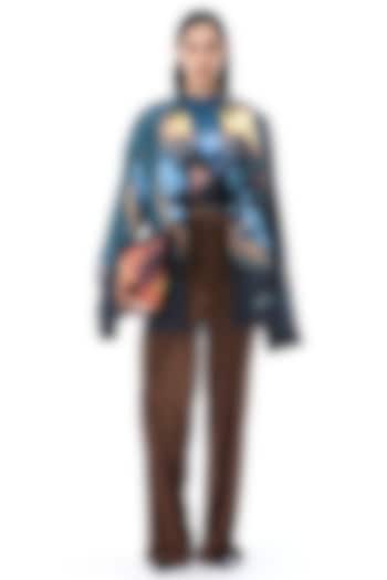 Brown Polyester Pants by Kanika Goyal at Pernia's Pop Up Shop