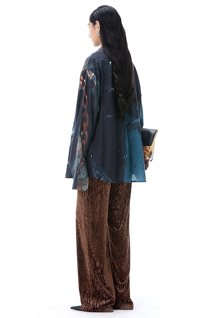 Brown Polyester Pants by Kanika Goyal at Pernia's Pop Up Shop