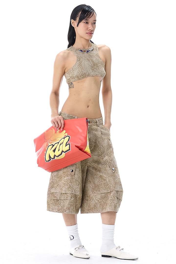 Beige Cotton Shorts by Kanika Goyal at Pernia's Pop Up Shop