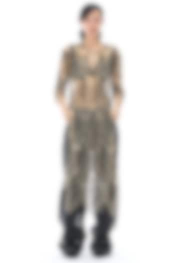 Beige & Black Polyester Lace Vacation Dress by Kanika Goyal at Pernia's Pop Up Shop