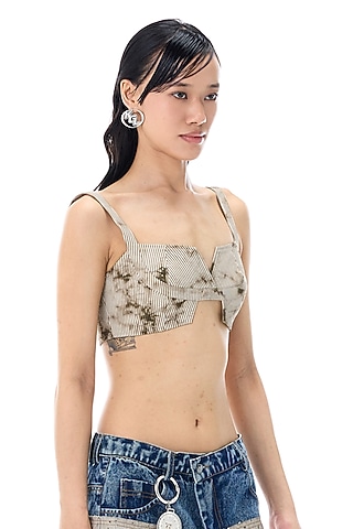 Grey Polyester Bralette Top by Kanika Goyal