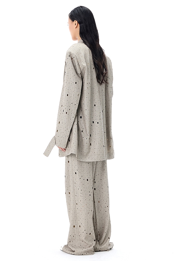 Grey Polyester Oversized Blazer by Kanika Goyal at Pernia's Pop Up Shop