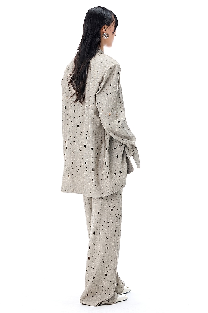 Grey Polyester Oversized Blazer by Kanika Goyal at Pernia's Pop Up Shop