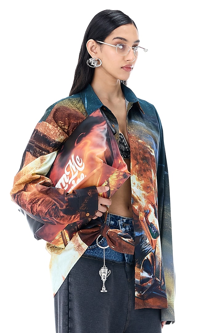 Multi-Colored Cotton Engineered Printed Shirt by Kanika Goyal at Pernia's Pop Up Shop
