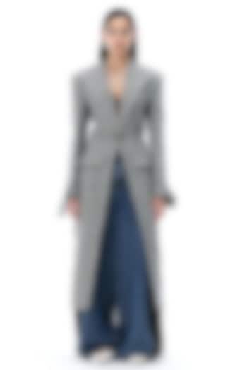 Grey Polyester Embellished Coat by Kanika Goyal at Pernia's Pop Up Shop