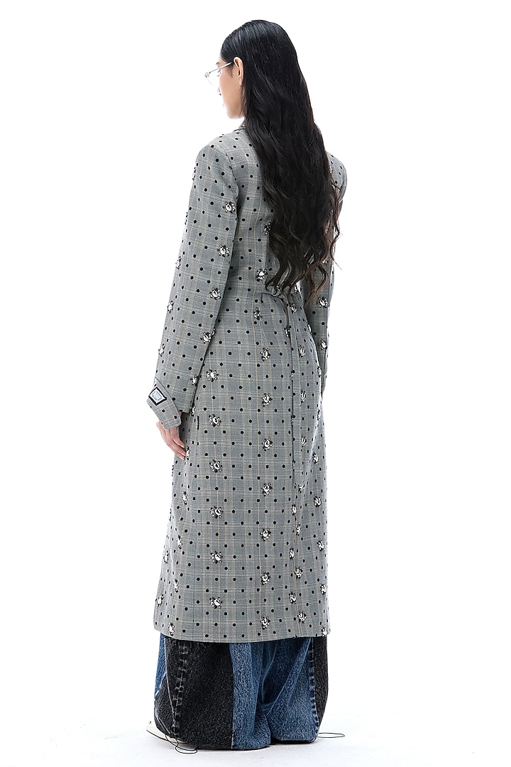 Grey Polyester Embellished Coat by Kanika Goyal at Pernia's Pop Up Shop
