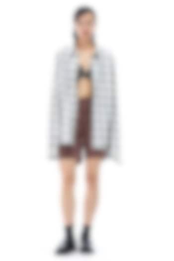 White Cotton Checkered Shirt by Kanika Goyal at Pernia's Pop Up Shop