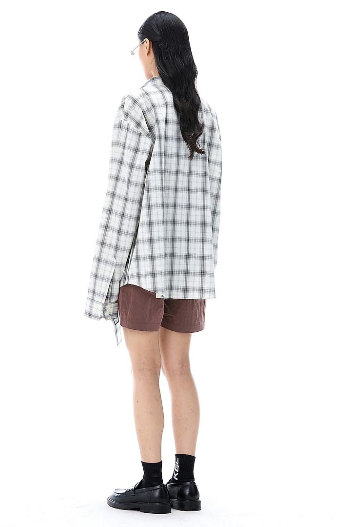 White Cotton Checkered Shirt by Kanika Goyal at Pernia's Pop Up Shop