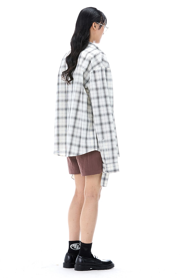 White Cotton Checkered Shirt by Kanika Goyal at Pernia's Pop Up Shop
