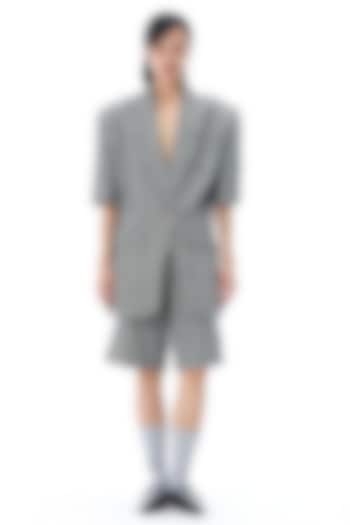 Grey Polyester Embellished Blazer by Kanika Goyal at Pernia's Pop Up Shop