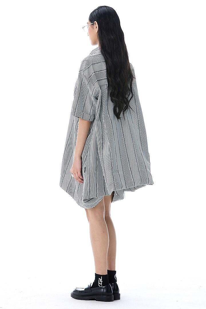 Grey Cotton Embellished Oversized Vacation Shirt Dress by Kanika Goyal at Pernia's Pop Up Shop