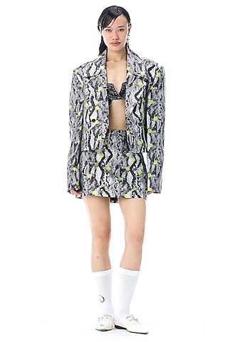 Multi-Colored Polyester Printed Mini Skirt by Kanika Goyal