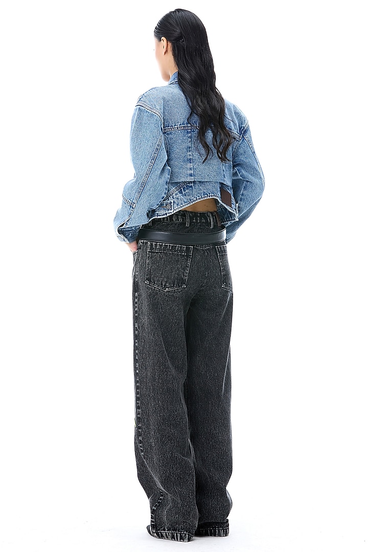 Denim Black Cotton Pants by Kanika Goyal at Pernia's Pop Up Shop
